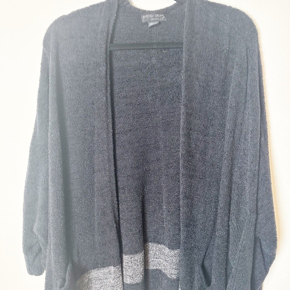 Barefoot Dreams Cliffside Wrap Cardigan Charcoal Grey One Size - Picture 4 of 11